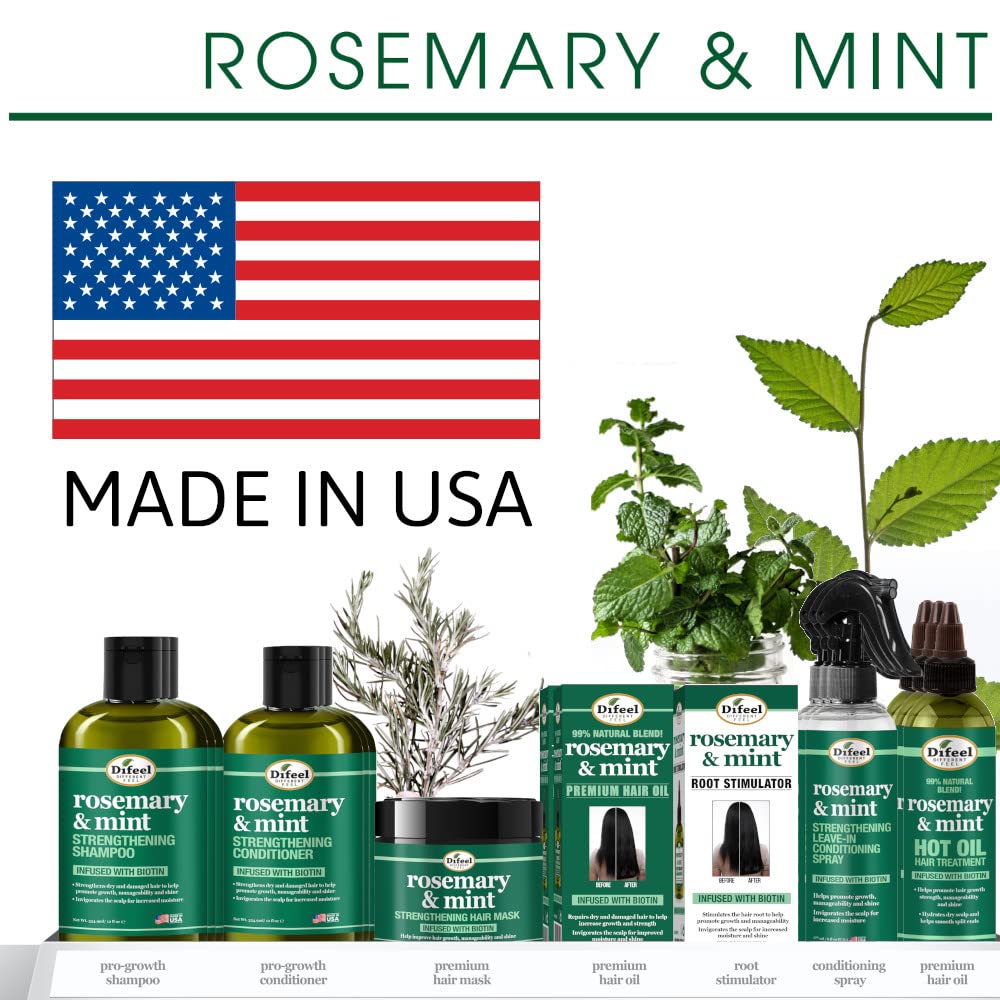 Difeel Rosemary and Mint Premium Hair Oil with Biotin 8 oz. - Made with Natural Mint & Rosemary Oil for Hair Growth