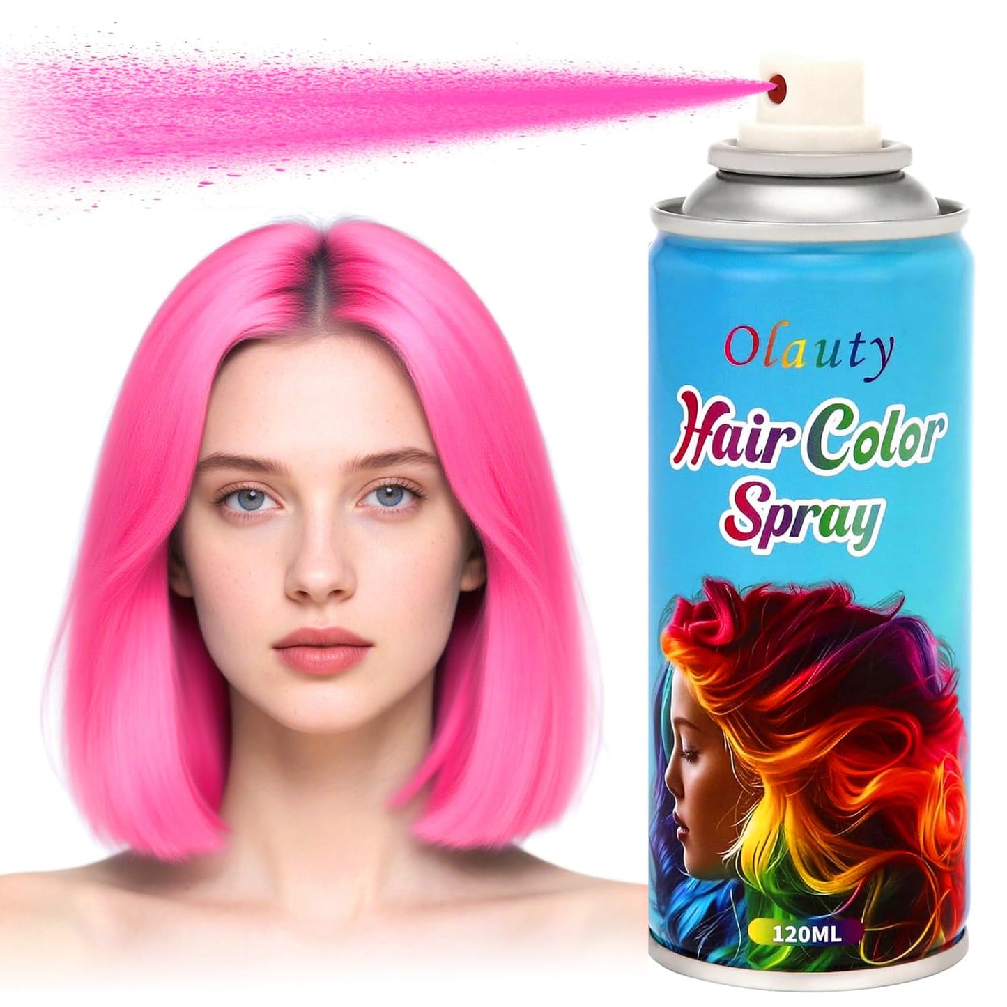 Pink Hair Spary, Temporary Hair Dye Spray For Kids Women Men, Washable One-Time Use Hair Color Wax, Non-Sticky Hair Coloring Pomades for Cosplay Party, Halloween DIY Crazy Hair Day (Pink)