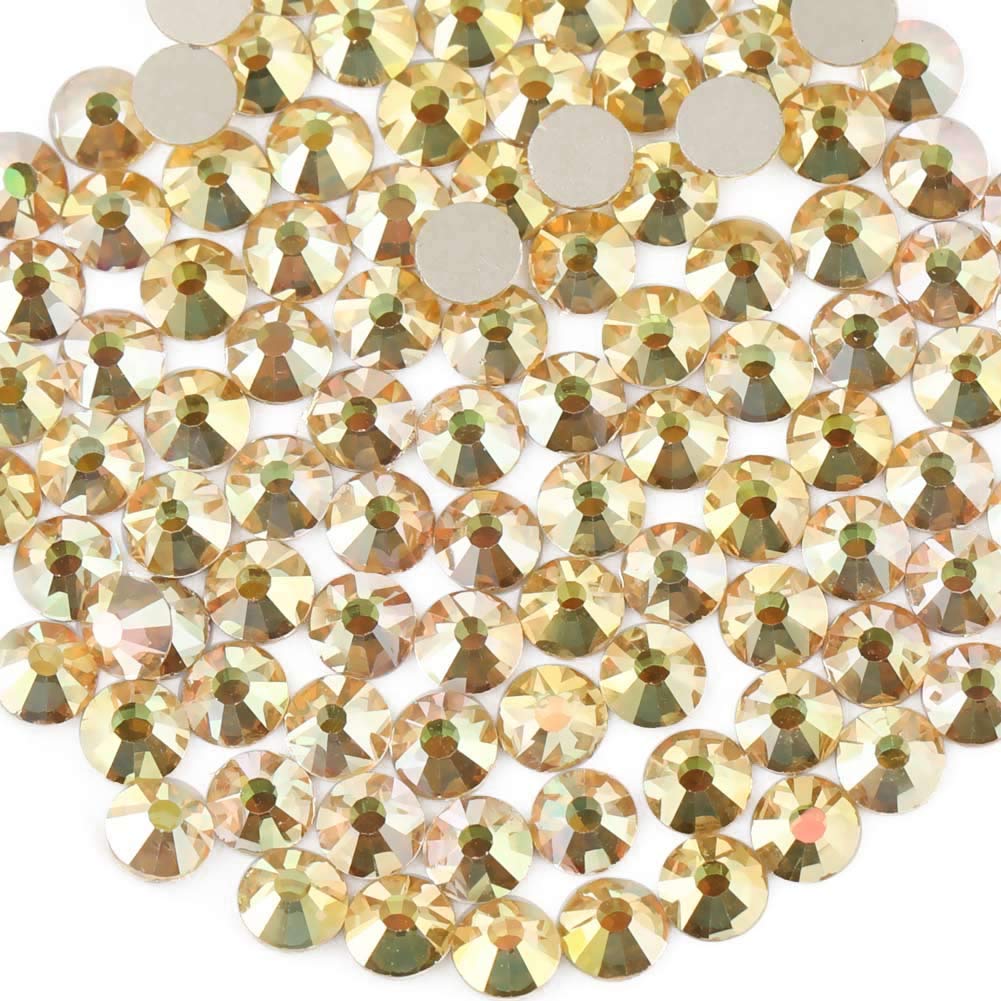 beadsland Flat Back Crystal Rhinestones Round Gems, Metal Sunlight (1.3-1.4mm) SS3/1440pcs