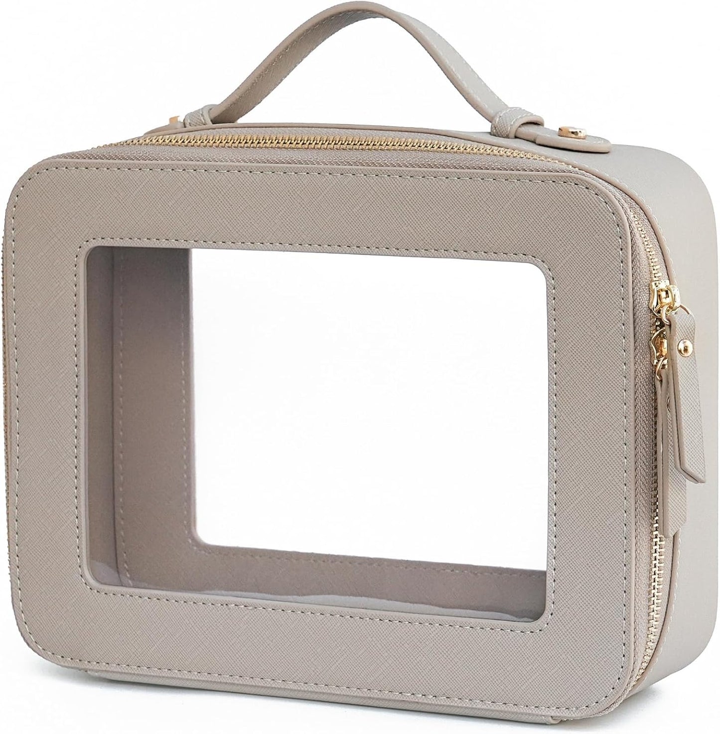 Popvibe Clear Makeup Bag Travel Cosmetic Case Transparent Toiletry Bag with Zipper, Portable Make Up Organizer Traveling Compact Car Bag for Essentials