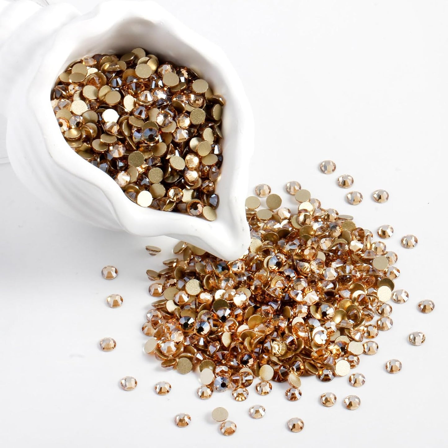5000 PCS SS6 Flatback Rhinestones,12-Facet Diamond-Cut Glass Gems for Nail Art,Clothing,DIY Crafts,Glue-On Decoration Stones with Silver Backing,Golden Shadow