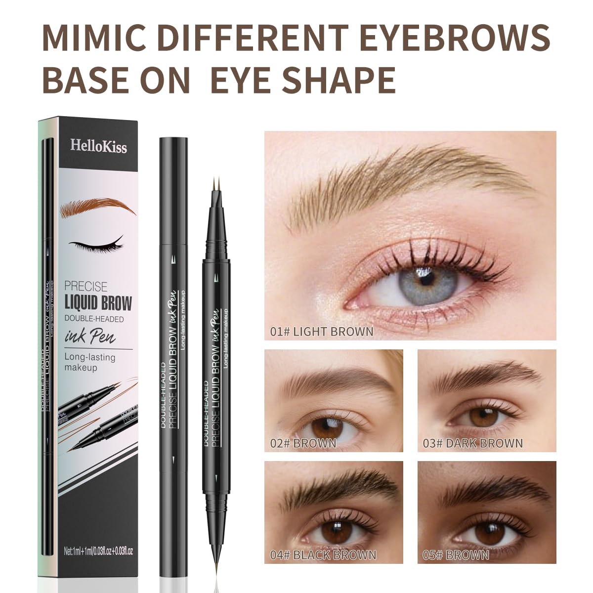 Microblading Eyebrow Pencil,2-in-1 Dual-Ended Eyebrow Pen with 2 Tip brow pen and Precise Brush-Tip,Brow Pen for Natural Waterproof and Long-Lasting Brows (Black brown)
