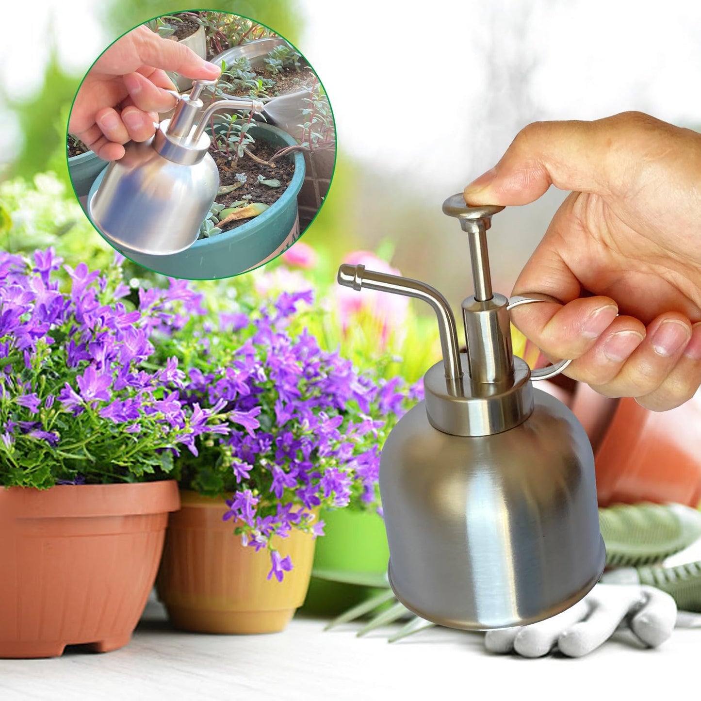 Plant Mister Spray Bottle Stainless Steel Plant Sprayer, Small Watering can Plant Spray Bottle Modern Gardening Tools for Indoor Potted Plants Watering and Spraying