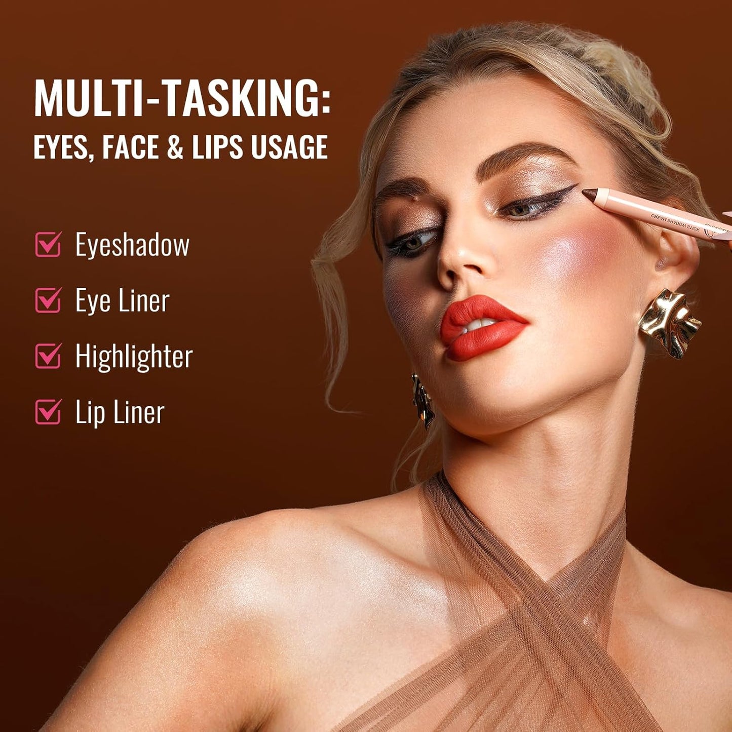 Oulac Silver Glitter Eyeshadow Pencil - Waterproof Eye Shadow Stick Smooth and Long Lasting, Shimmering Glitter Finish, Blendable Eyes Makeup, Vegan & Cruelty-Free 3.8g, (09) Silver Heart