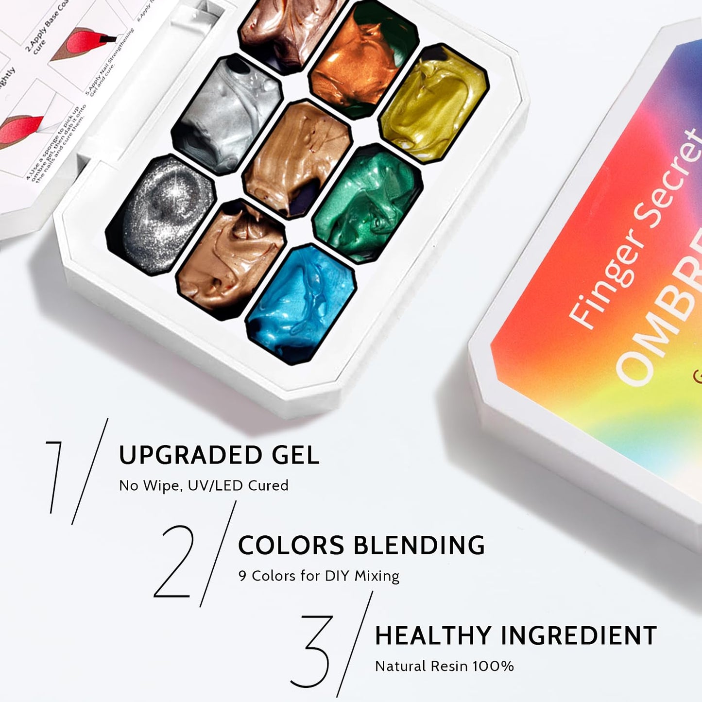 Sponge Pat Paint Nail Gel, 9 Colors Ombre Nails Gradient Gel Nail Blush Blooming Aura Nails Drawing Stripper Floral Painting Nail Art, No Wipe, UV/LED Curing (9 Colors M)