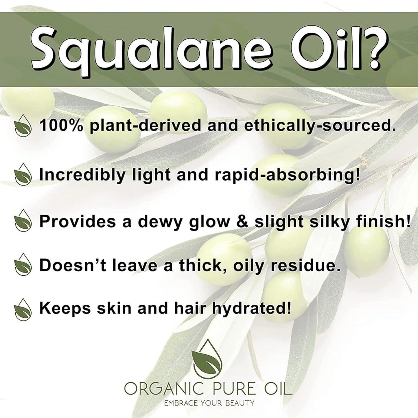 Squalane Oil - 8 oz - Pure, Natural, Plant-Derived, Non GMO, Refined, Squalene Alternative from Olive - Hydrating & Moisturizing Carrier Oil - Perfect for Skin Hair Body Face - Packaging May Vary