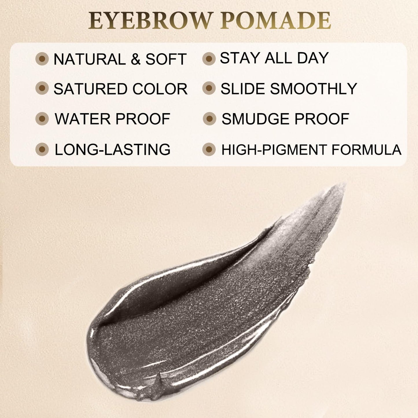 LAVONE Eyebrow Stamp Pencil Kit - Makeup Brow Stamp Trio with Waterproof Eyebrow Pencil, Eyeliner, Pomade, Dual-ended Brush - Dark Gray