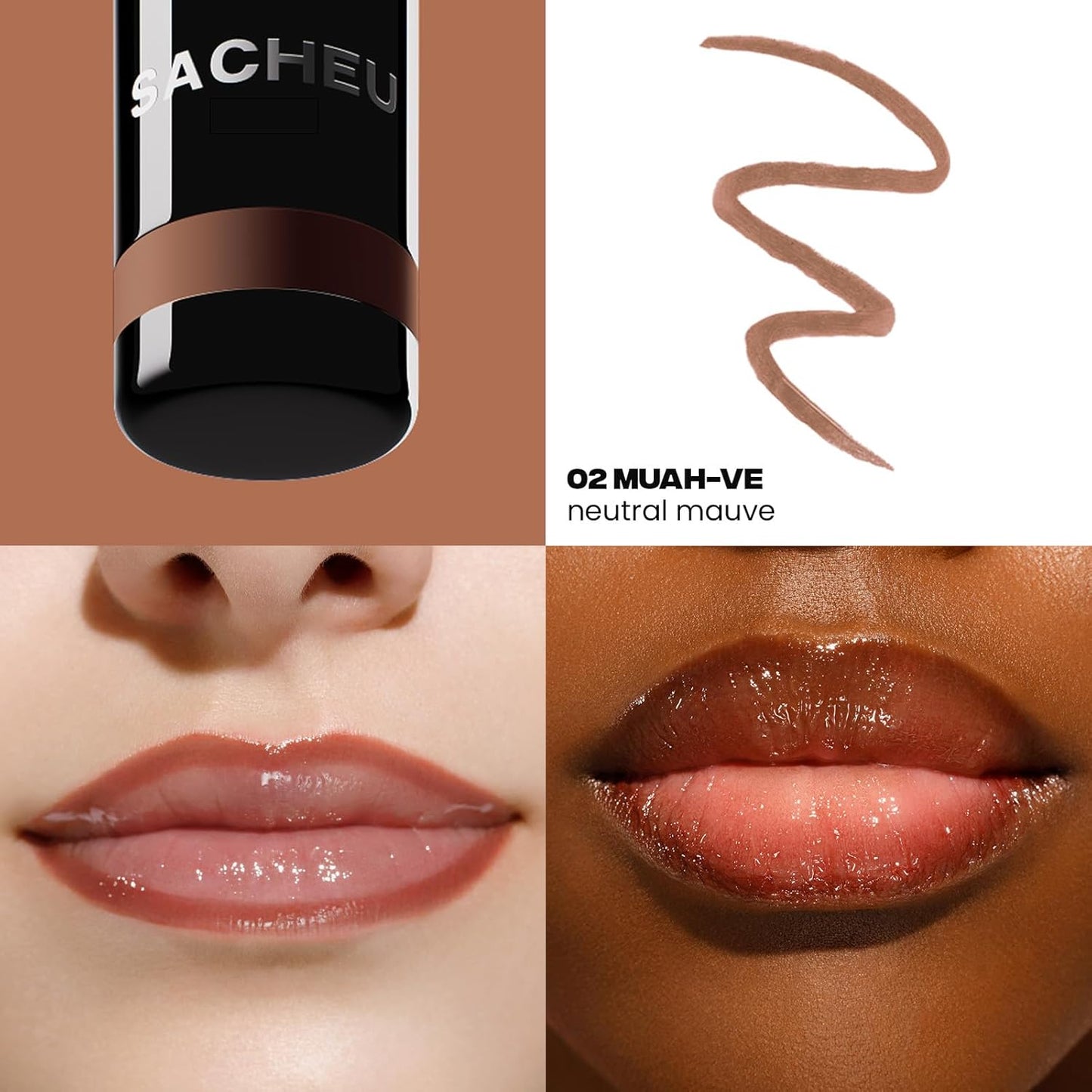 Sacheu Lip Liner STAY-N Peel Off Lip Stain — Long Lasting Matte Lip Tattoo Transfer Proof Lipstain Infused with Hyaluronic Acid & Vitamin E for All Skin Types — Vegan & Cruelty-Free, Core Bundle