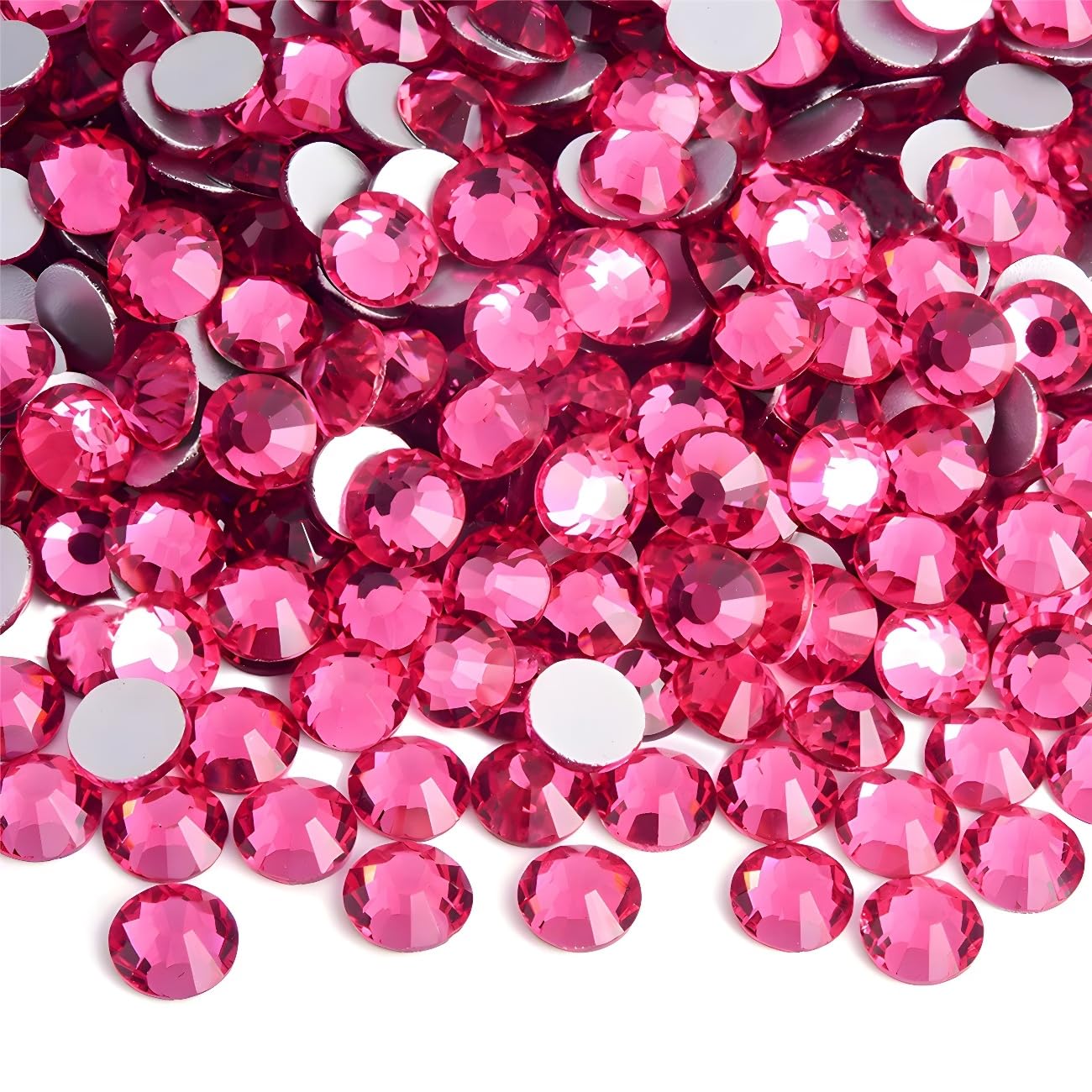 Flatback Rhinestones Round Gems for Nails Art and Crafts 4000Pcs SS6 2mm Glitter Crystals Stone DIY Bags Clothes Shoes (Light Rose Red)