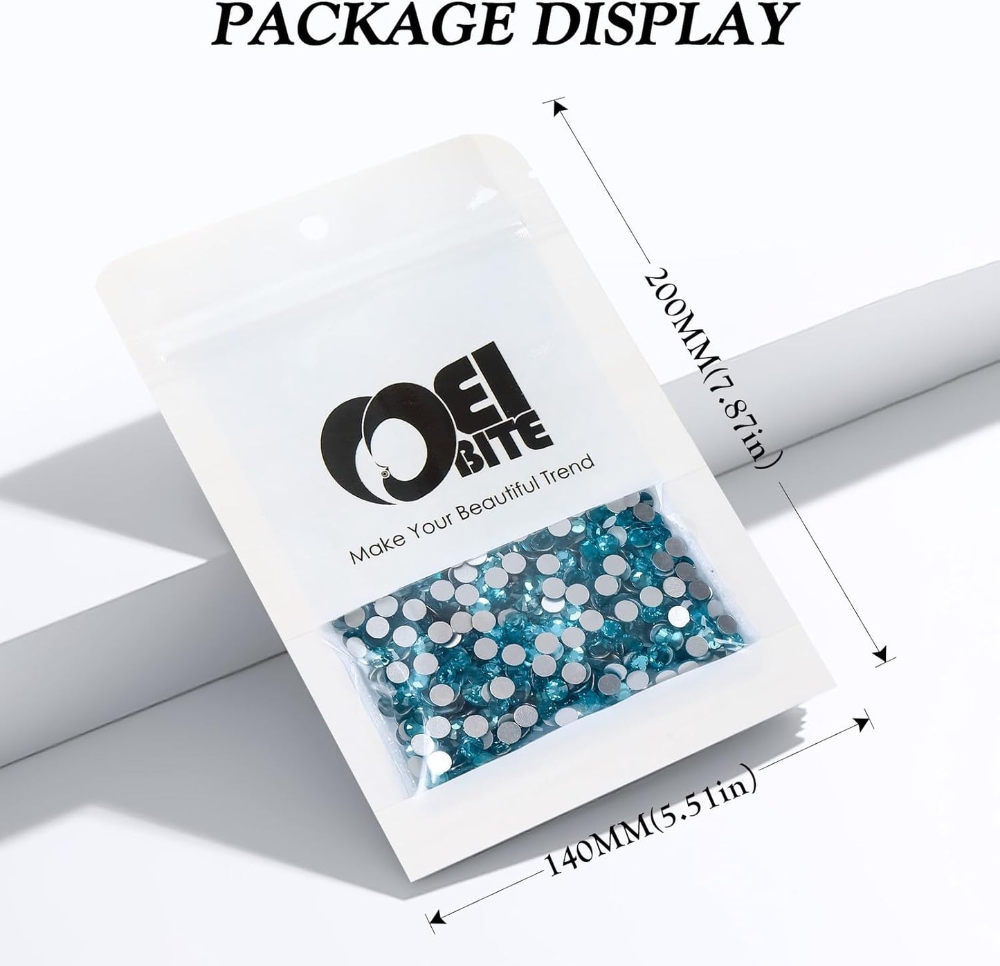 Aquamarine Flatback Rhinestones, Glass Rhinestones for Nail Art and Craft, Glue Fix, Loose Crystal Gemstones(Aquamarine, SS12, 2880pcs, 2.9-3.0mm)