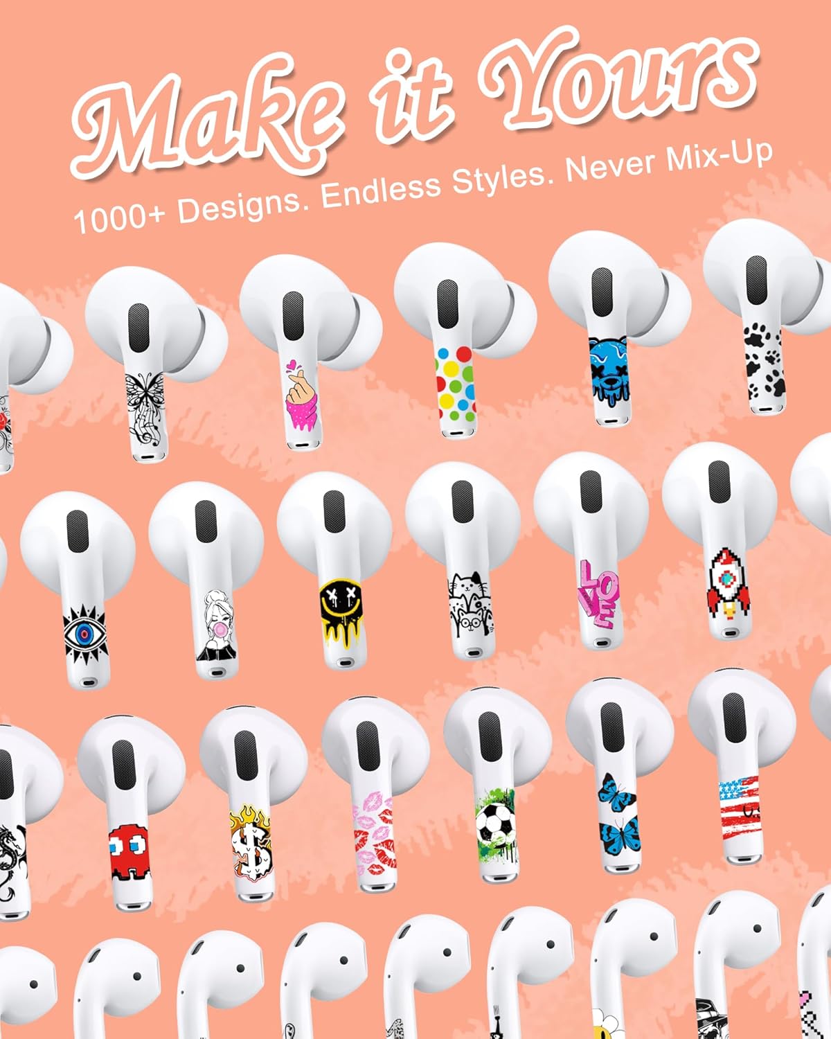 ROCKMAX for AirPods Pro 2 Skin Accessories, Leopard Print Sticker Wrap for AirPods, Unique Gifts for Women and Girls, Customized Tattoos Compatible to AirPods Pro 2nd Generation Case Cover