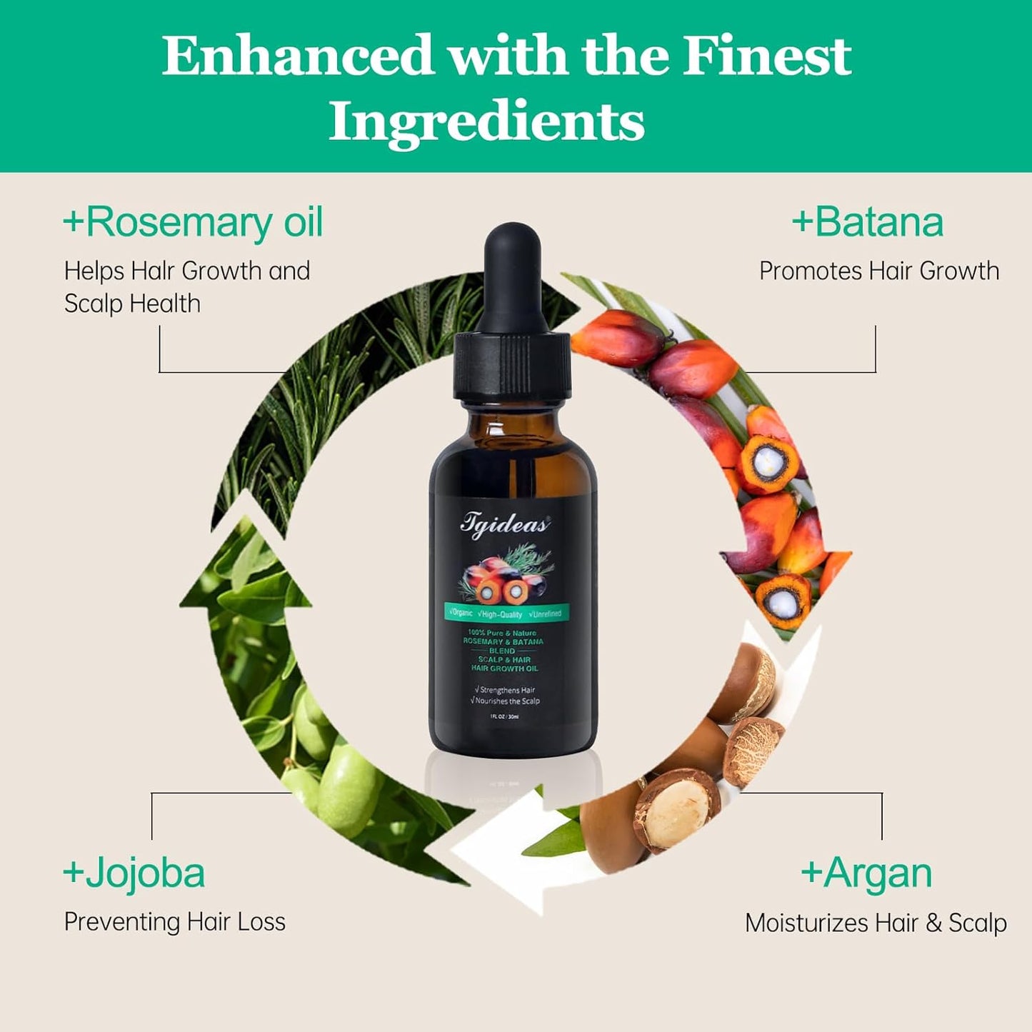 Rosemary Batana Oil - Organic Hair Growth - for Scalp & Hair Strengthening - All Hair Types Treatment Oil - Eyebrow & Eyelash Nourishing - 2 Packs