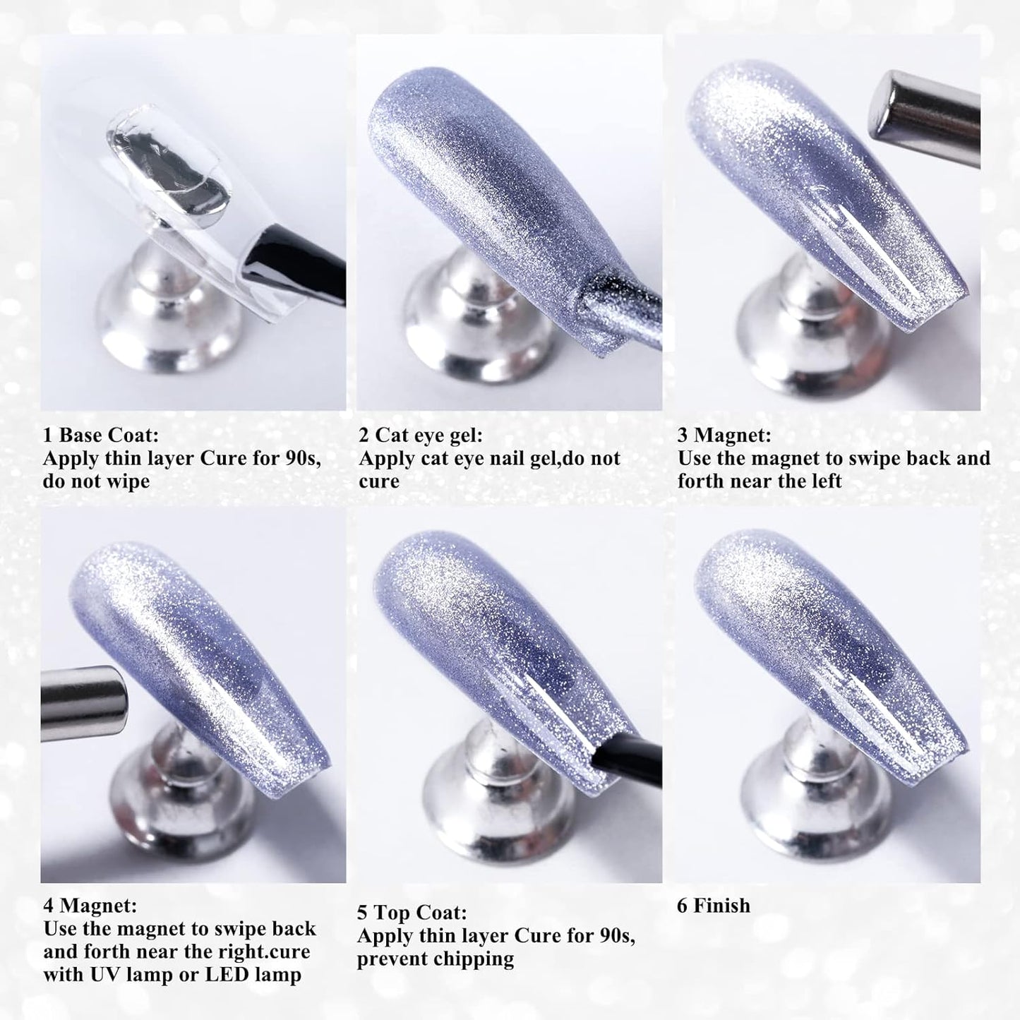 Imtiti Hot Pink Champagne Pink Color Gel Nail Polish, 0.5fl oz Holographic 9D Cat Eyes Glitter Magnetic Gel Polish with Magnetic Stick for Nail Salon