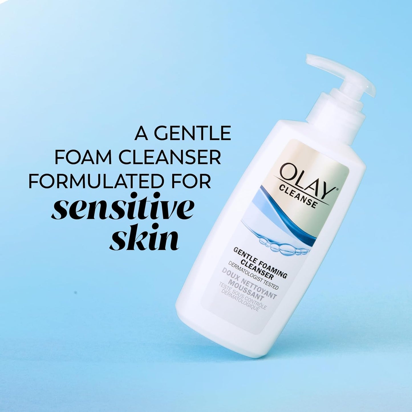 Olay Face Cleanser, Gentle Foaming Face Wash for Sensitive Skin - Fragrance-Free, Oil-Less, Soap-Free, Glycerin-Based Formula, Daily Cleansing without Irritation, 6.7 Oz - 3 Pack