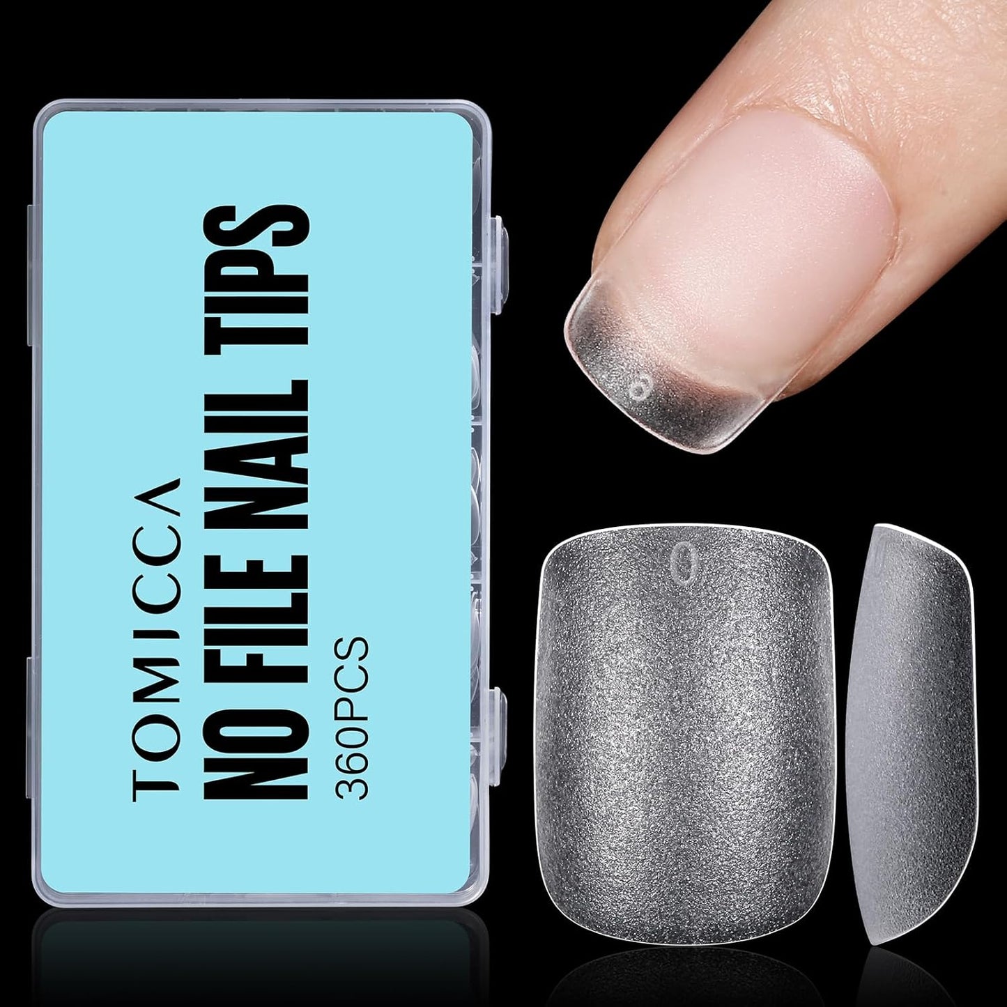 TOMICCA Extra Short Nail Tips Square, 15 Sizes Pre-shaped Soft Full Matte Square Nails, 360Pcs Acrylic Full Cover Gel Tips Press on Nails for Nail Extension Manicure