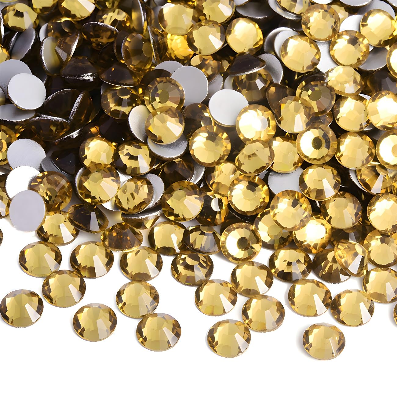 Flatback Rhinestones Round Gems for Nails Art and Crafts 4000Pcs SS6 2mm Glitter Crystals Stone DIY Bags Clothes Shoes (Crystal Yellow)