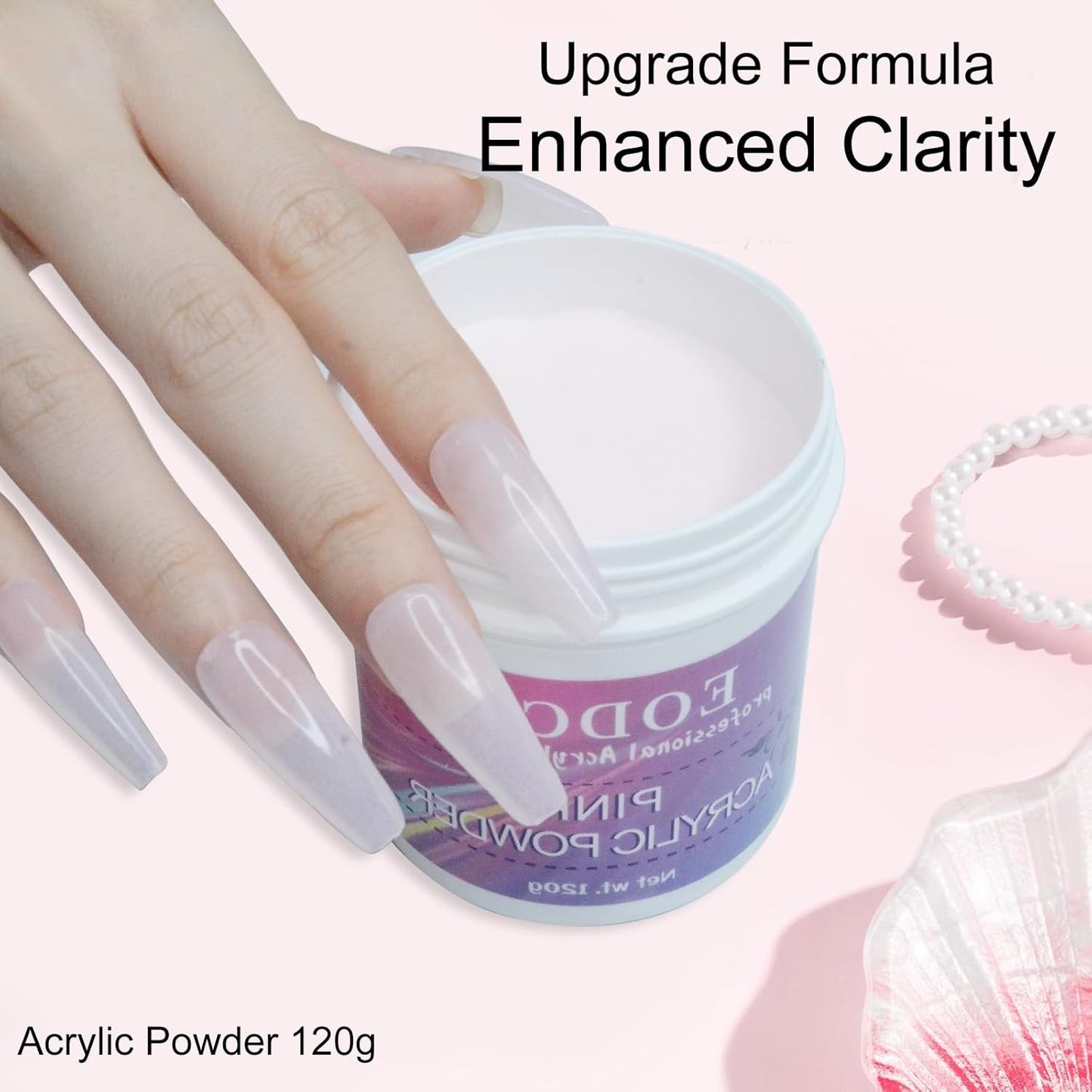 Pink Acrylic Powder, 120g Professional Acrylic Nail Powder Polymer for 3D French Nail Manicure Extension Nail Carving Large Capacity Acrylic Powder