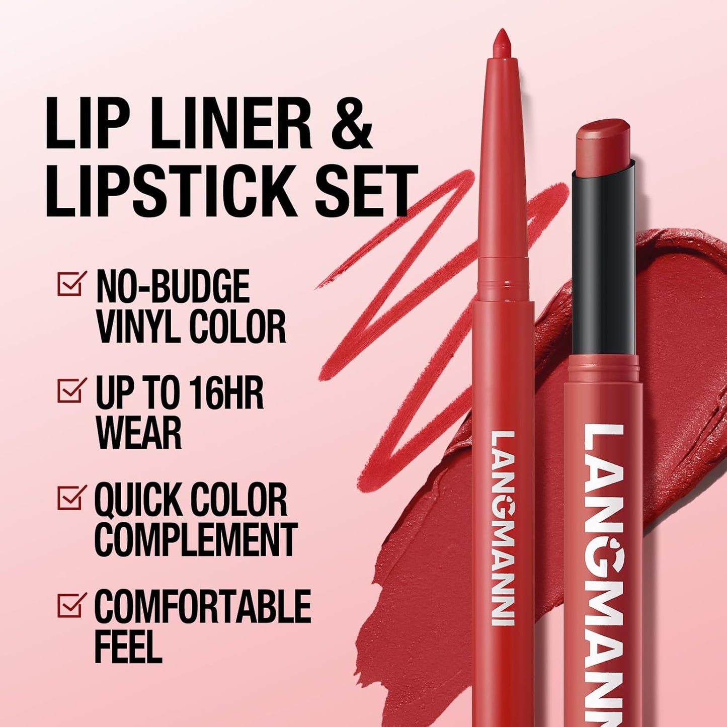 Jolilab 6Pcs Lip Set: 3 Colors Lip Liner+3 Colors Lipstick, Matte/Creamy,Smooth Creamy Texture,Long-Lasting,Bold/Nude Shades for Daily/Party, Vegan, Gift for Makeup Lovers.(#08+11+12)