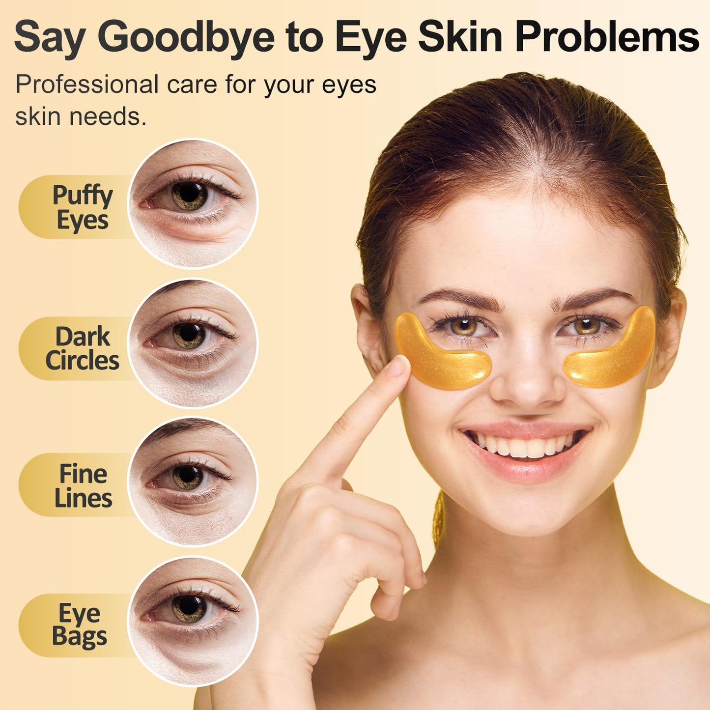 Under Eye Patches (48 Pairs) - 24K Gold Eye Masks Enriched with Abundant Collagen | Diminish Dark Circles and Puffiness | Anti-Aging, Smooth Fine Line, Nourish Skin - Gifts for Women Skin Care