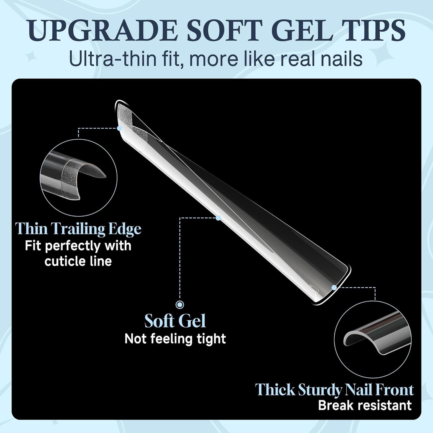 2XL Straight Square Nail Tips, No C Curve Gel Nail Tips Half Cover 240Pcs Extra Long Gel Tips Acrylic False Nail Tips Tapered Square Press On Nails For Nail Salons Home DIY 12 Sizes