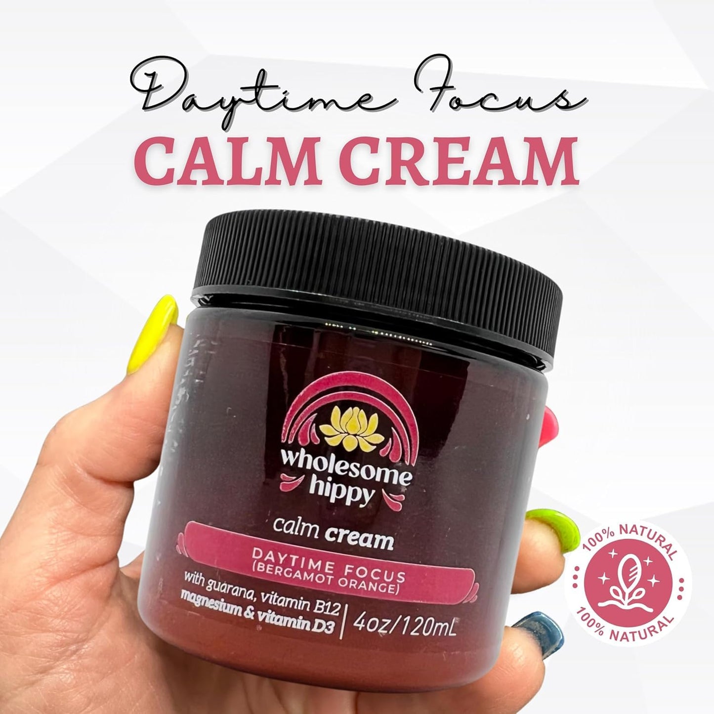 Daytime Focus Calm Cream – Energizing Body Butter with Magnesium, Vitamin B12, Guarana & Bergamot Orange – Moisturizing Wellness Cream for Daily Clarity – 4oz
