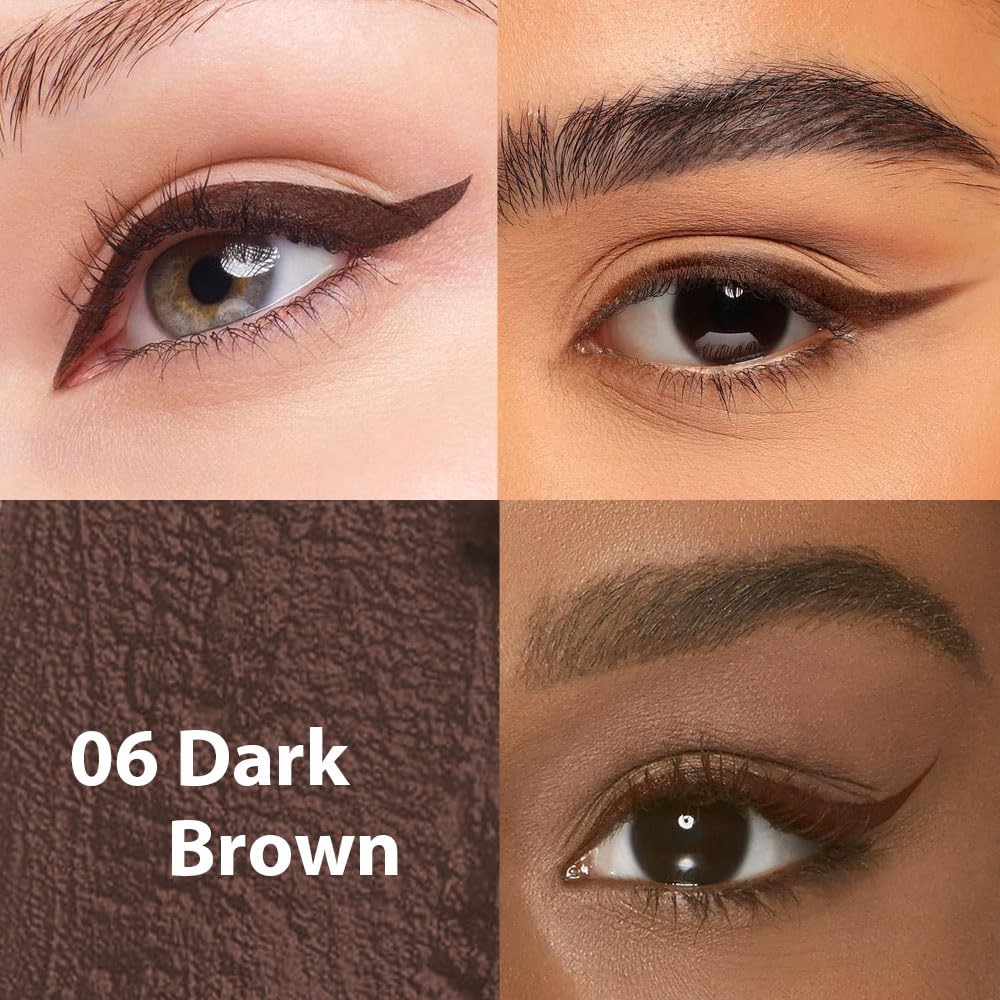 evpct 2Pcs Black & Dark Brown Color Gel Glitter Eyeliner Pencils Set for Women Waterline Waterproof Smudge Proof lapiz de ojos delineador de ojos contra el agua Eye Liner Makeup