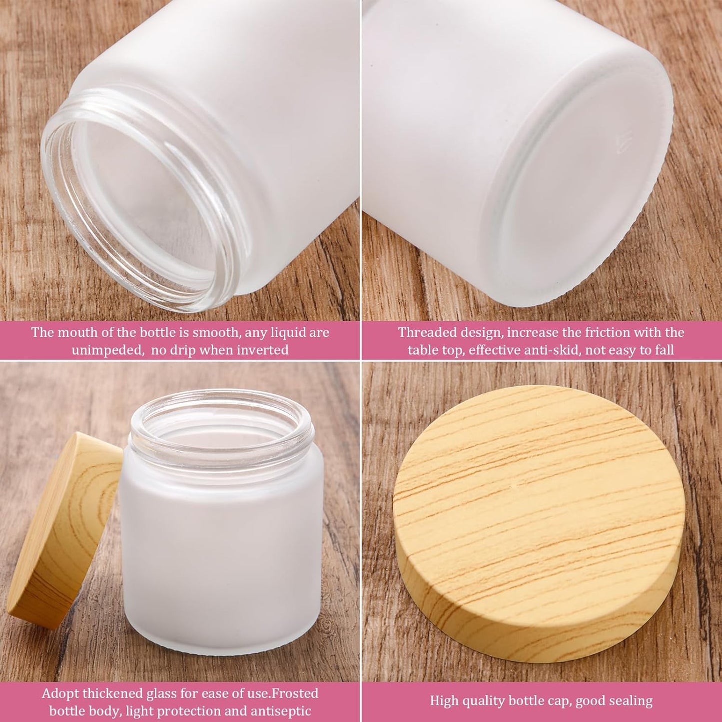 Geiserailie 30 Pieces Glass Cosmetic Containers Empty Sample Jars with Leak Proof Lids Makeup Sample Containers for Lotion Cream Cosmetic (100 Gram)