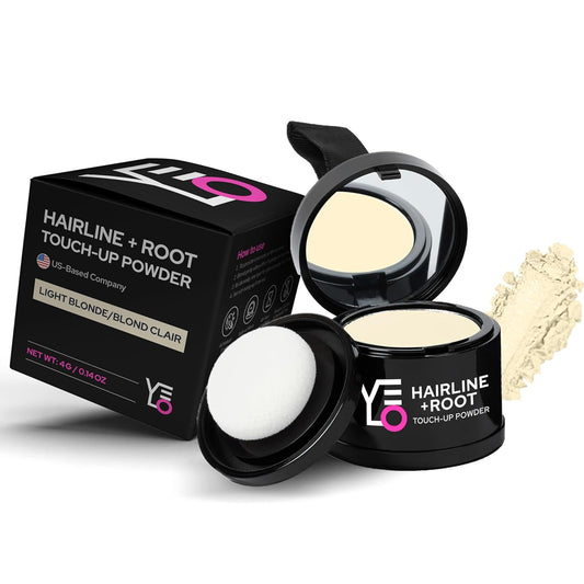 VELO Hairline Powder–LIGHT BLONDE Hair Root Touch Up Powder for Women & Men–Instantly Covers Gray Hair, Thinning Hair & Bald Spots–Sweatproof Root Cover Up–Puff & Mirror Compact 13 Shades