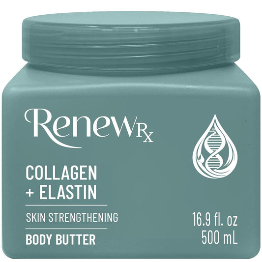 Collagen + Elastin Skin Strengthening Body Butter for Dry Skin – Hydrating & Firming Skin Care, Vegan Skincare, 16 oz