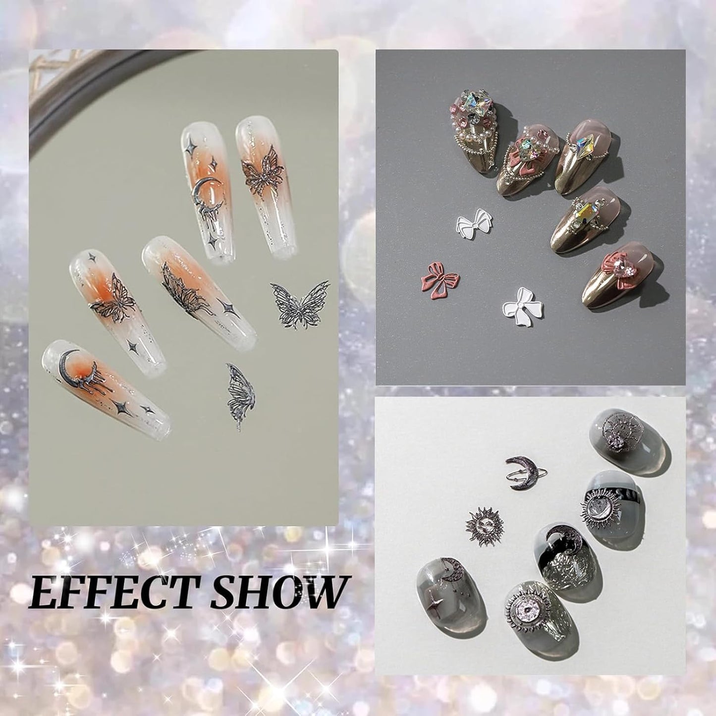 Nail Art Silicone Template, Sun and Moon Nail Decoration Silicone 3D Nail Art Carving Templates for Precise Embossed Pattern, Nail Tools Nail Charms for Acrylic Nail DIY Craft