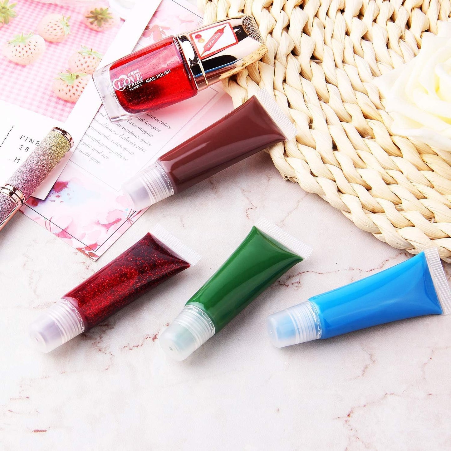 JIAKAI 10ml Mini Clear Refillable Empty Tubes Lip Gloss Balm Container，Soft Tubes Makeup Box，Shampoo Samples Empty Tubes with Screw Cover (20pcs)
