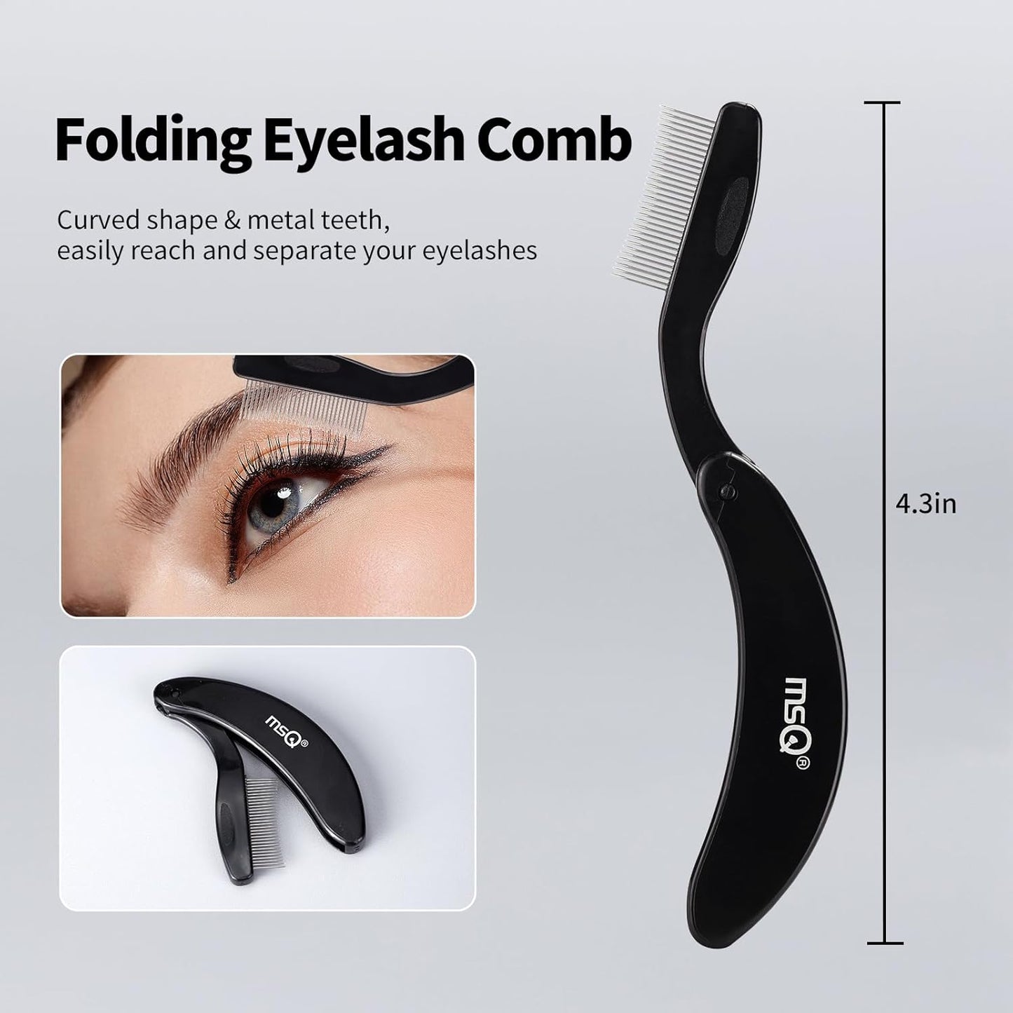 Eyelash Comb MSQ Eyelash Separator Tool Eyelash Comb Separator Folding Eyelash Brush Separator Lash Comb for Eyelash Makeup Brush (Black)