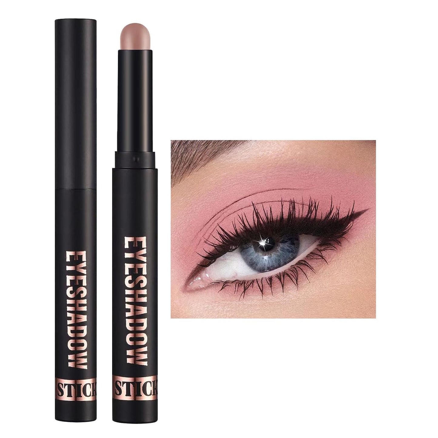 Eyeshadow Stick Cream Single Eyeshadow Pencil Makeup, High Pigmented Crease-proof Eye Shadow Brightener Stick, Hypoallergenic Waterproof Long Lasting eye Highlighter Stick(11# Rose Pink Matte)