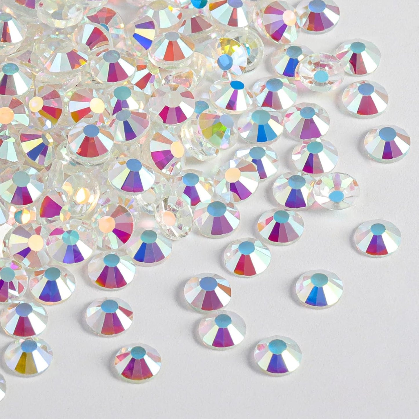 Beadsland 2880pcs Flat Back Crystal Rhinestones Round Gems for Nail Art and Craft Glue Fix, Transparent AB,SS4,1.5-1.7mm