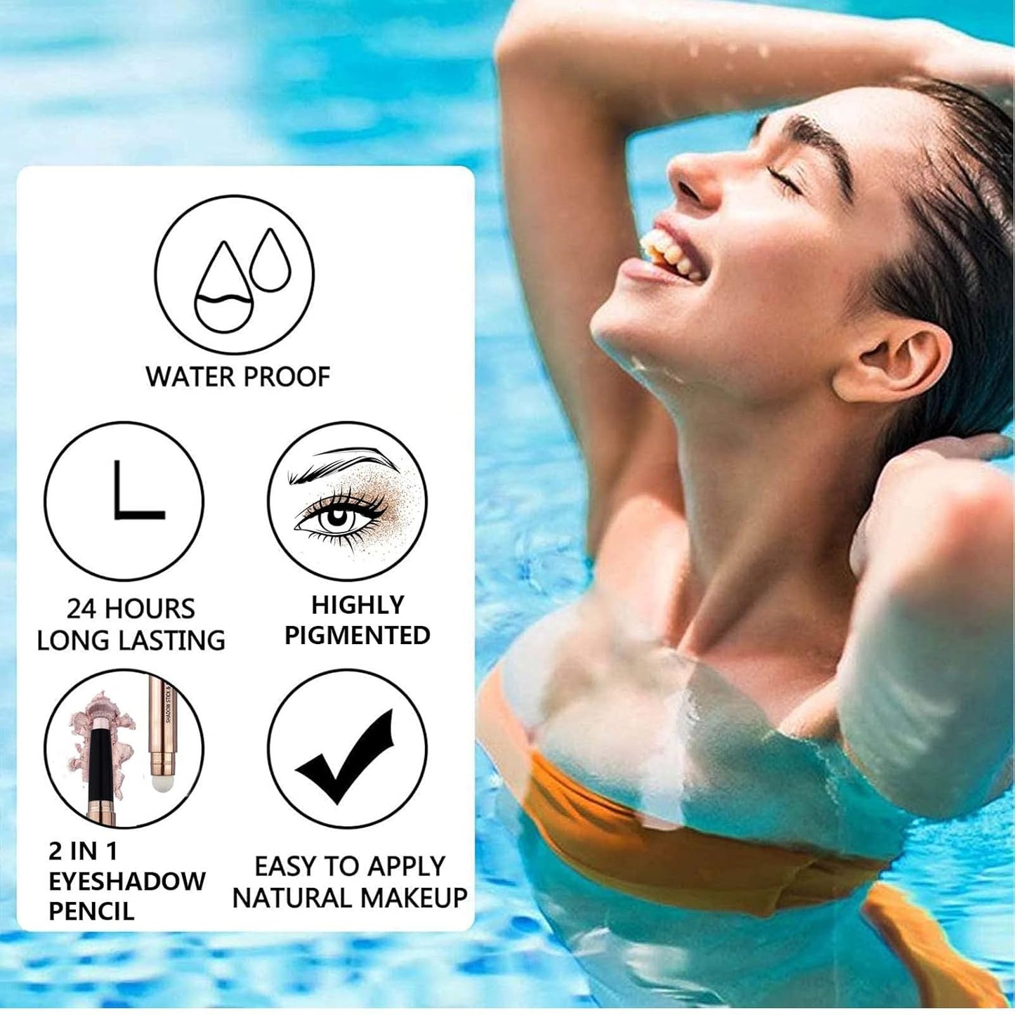 Rose Red Eyeshadow Stick, Cream Smooth Glitter Eyeshadow Pencil Crayon, Hypoallergenic Waterproof Long Lasting Shimmer Eye Shadow Pen Multi-Dimensional Highlighter Stick Eye Liner(Rose Red #06)