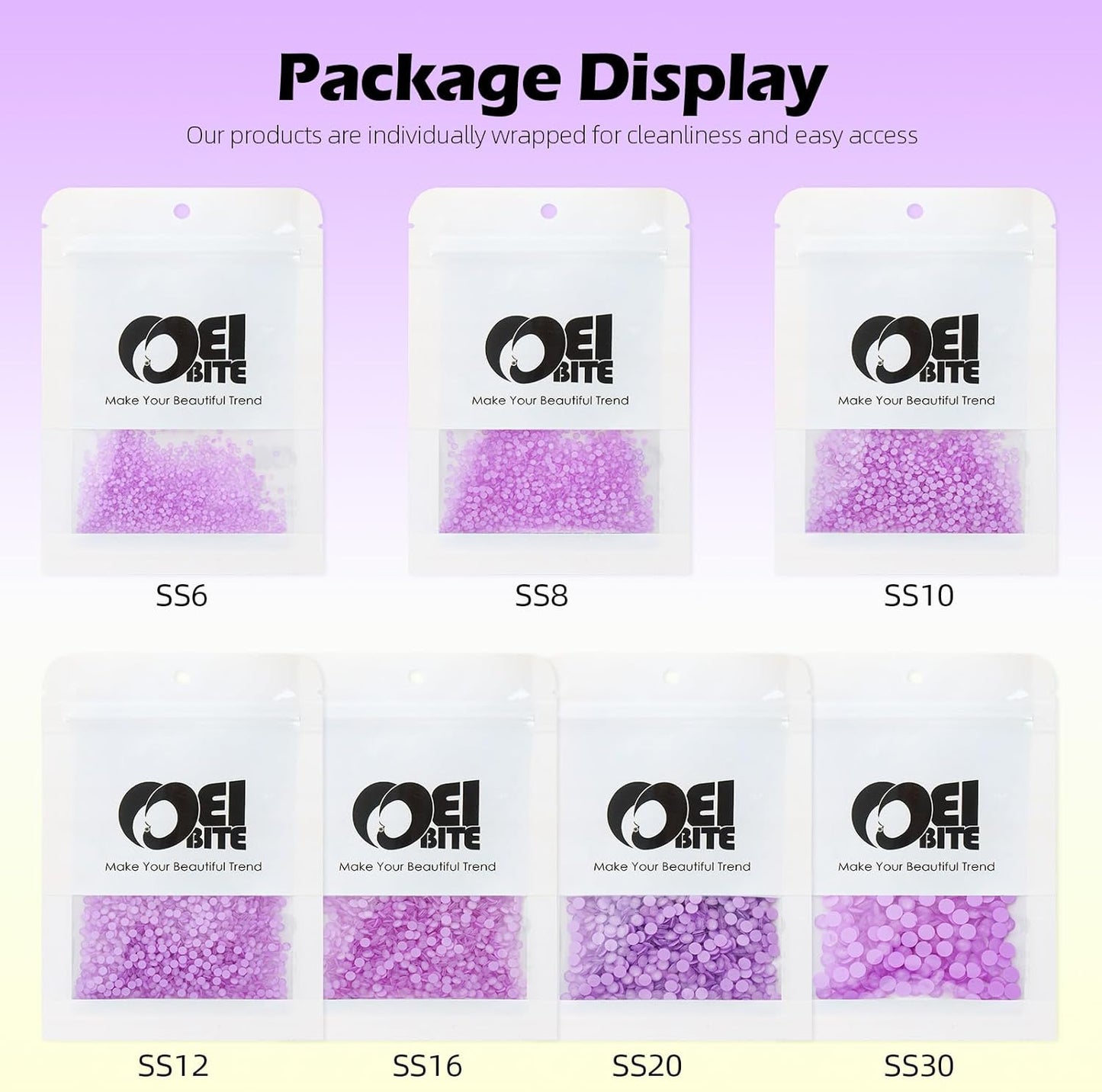 Mocha Lt.Purple Flatback Rhinestones, Glass Rhinestones for Nail Art and Craft, Glue Fix, Loose Crystal Gemstones(Mocha Lt.Purple, SS10, 1440pcs, 2.7-2.8mm)