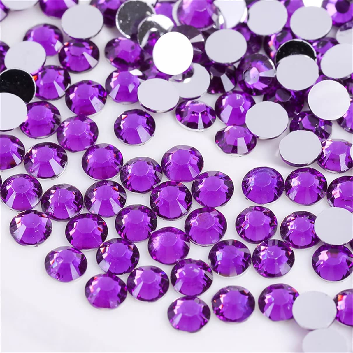 1000 Pieces SS20 5mm Flatback Rhinestones Clear Glass Round Gems Crystals for Nail Art DIY Crafts Clothes Shoes Bags （Purple）