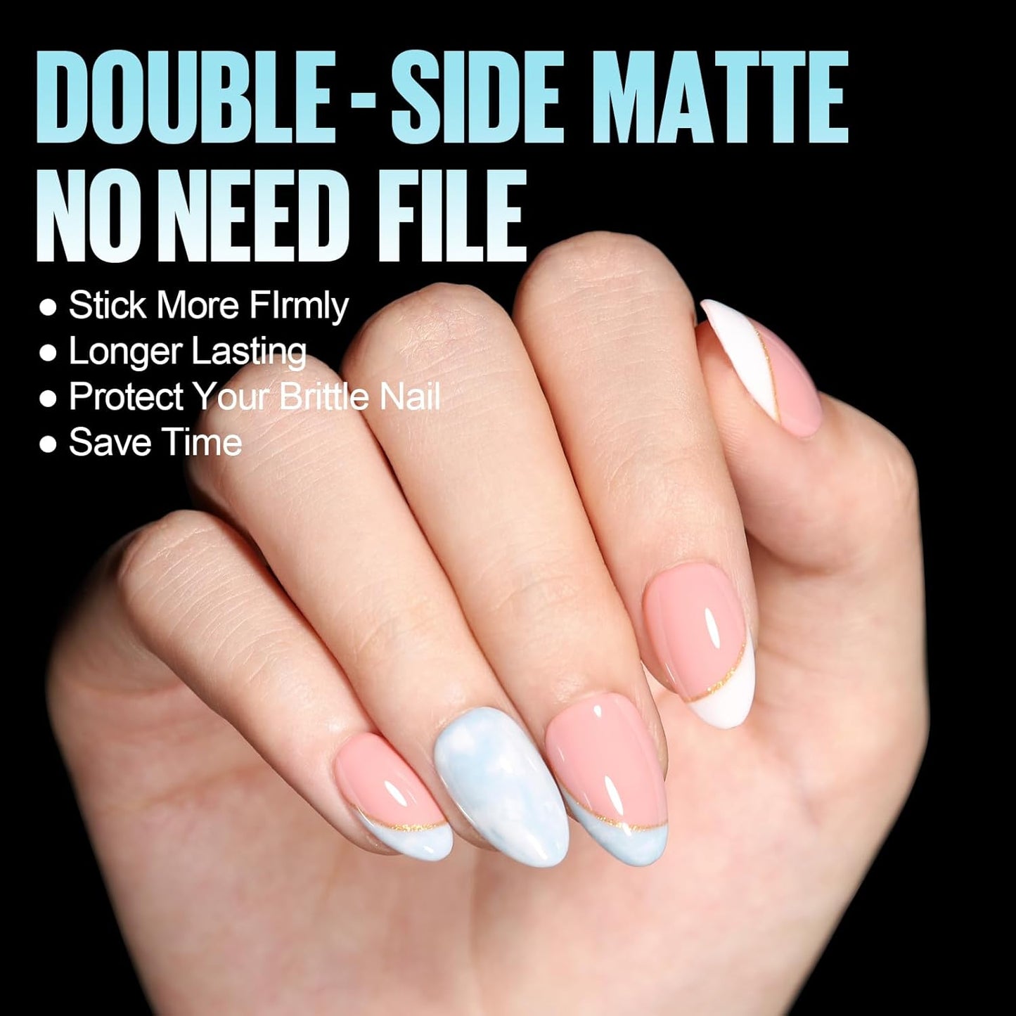 TOMICCA Short Almond Nail Tips, 360Pcs Full Cover Double Sided Matte Gel Nails,15 Sizes Acrylic Short Fake Nails for Nail Extensions Home Diy Salon