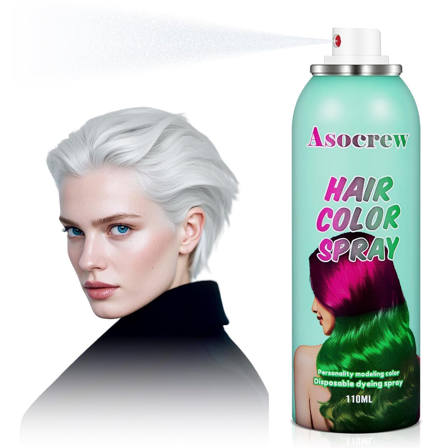 White Hair Spray,Hair Color Spray Dye,Temporary Hair Color Spray for Kids Women,Hair Wax Dye Pomades,Washable Hair Coloring Natural Hair Dye for Party,Halloween,Cosplay(White)