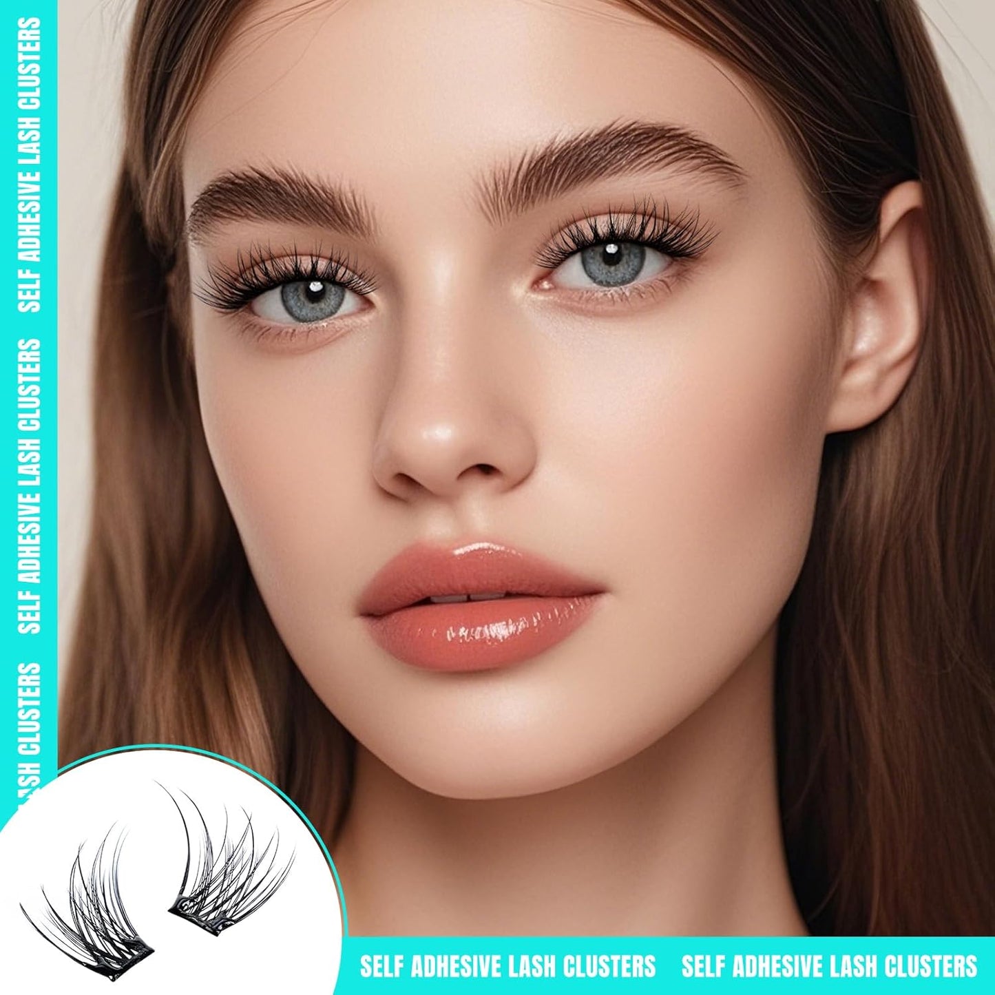 120PCS Self Adhesive Eyelashes Natural C Curl 8-16mm Self Adhesive Lash Clusters,No Lash Glue Needed,Impress Lashes Wide Stem Lashes Extension