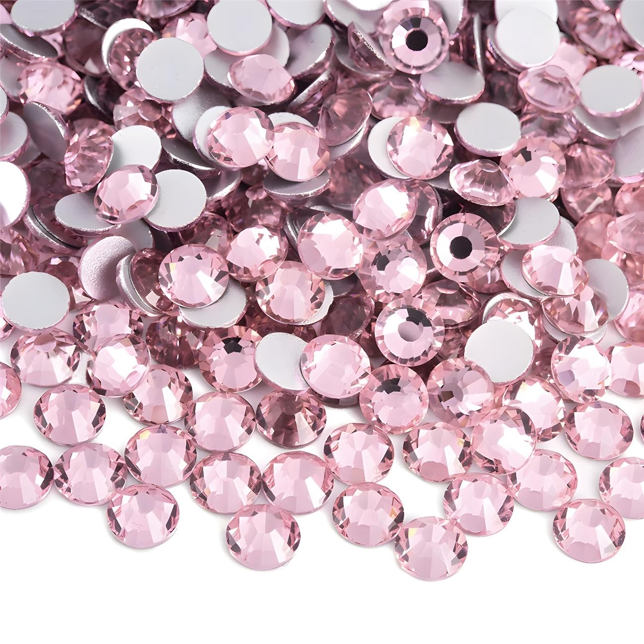 Flatback Rhinestones Round Gems for Nails Art and Crafts 620Pcs SS30 6mm Glitter Crystals Stone DIY Bags Clothes Shoes (Light Pink)