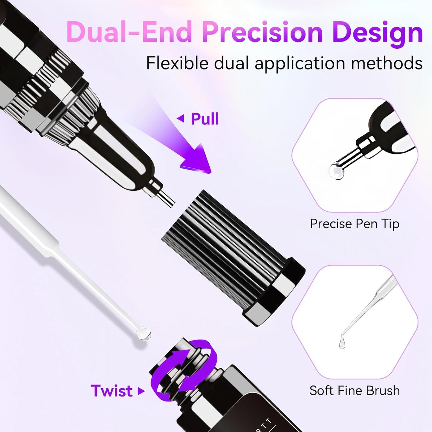 Makartt Nail Rhinestone Glue Gel, Upgrade Gel Nail Glue with Brush Pen Tip Super Strong Adhesive Precise for Nail Charms Crystals Rhinestone Beads Flower 3D Decorations 8ml*2