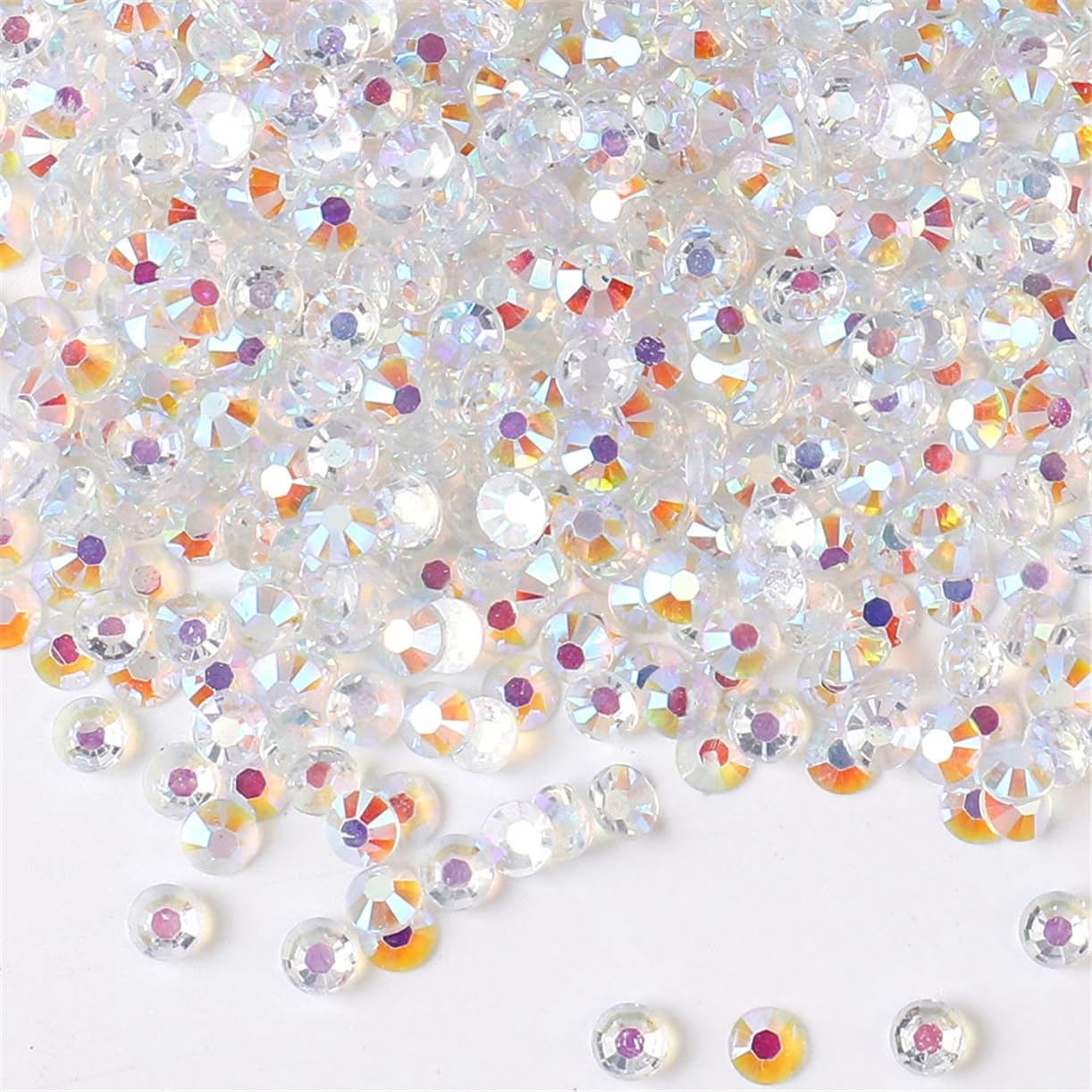 1500 Pieces SS16 4mm Flatback Rhinestones AB Clear Round Gems Crystals for Nail Art DIY Crafts Clothes Shoes Bags （Transparent AB）
