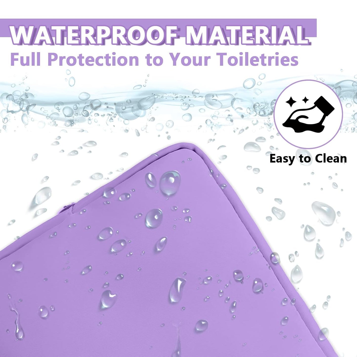 Large Makeup Bag Pouch,Nylon Women Travel Toiletry Storage Bag Preppy Cosmetic Bag for Girls,Big Makeup Organizer Bag Cute Zipper Pouch Skincare Bag for Sport Work Gift(Large-Purple)