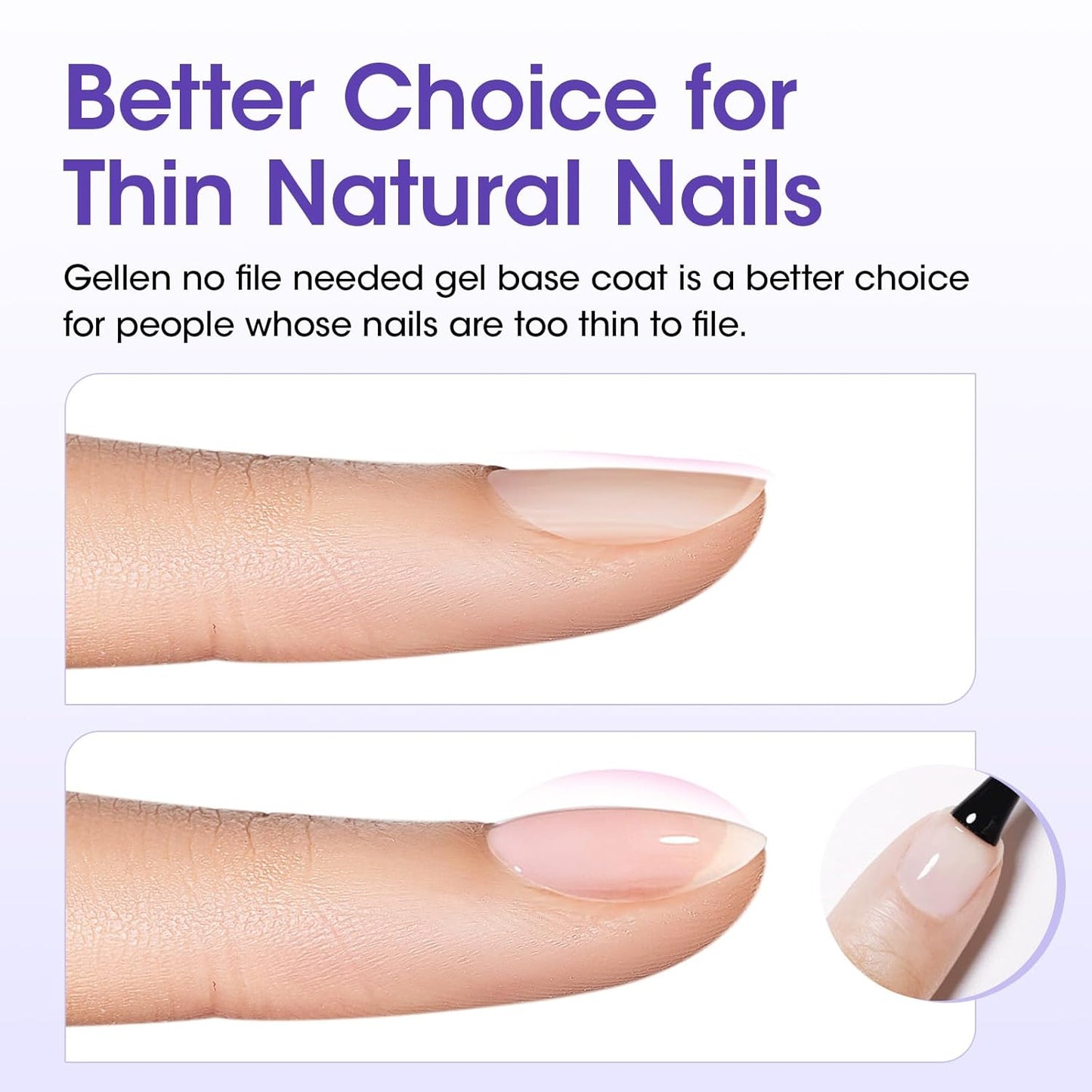 GELLEN Gel Base Coat, 18ml No Sanding Needed Clear Gel Nail Polish, Nail Salon Manicure Nail Base Coat Polish, Gift for Women