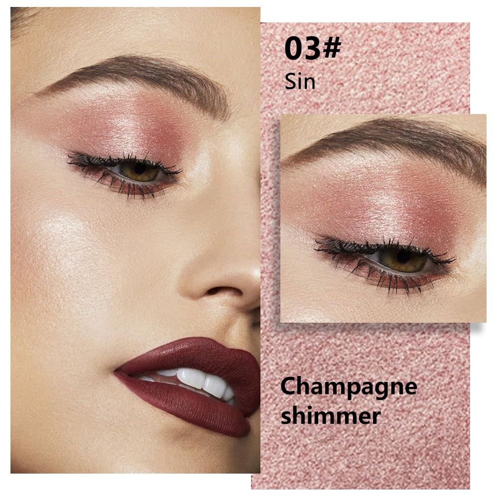 Glittler Single Eye Shadow Palette Makeup, Champagne Shimmer Monochrome Eyeshadow For Old Women, Pigmented Waterproof Sombras Para Ojos, Vegan, Talc, Paraben & Cruelty Free, 03