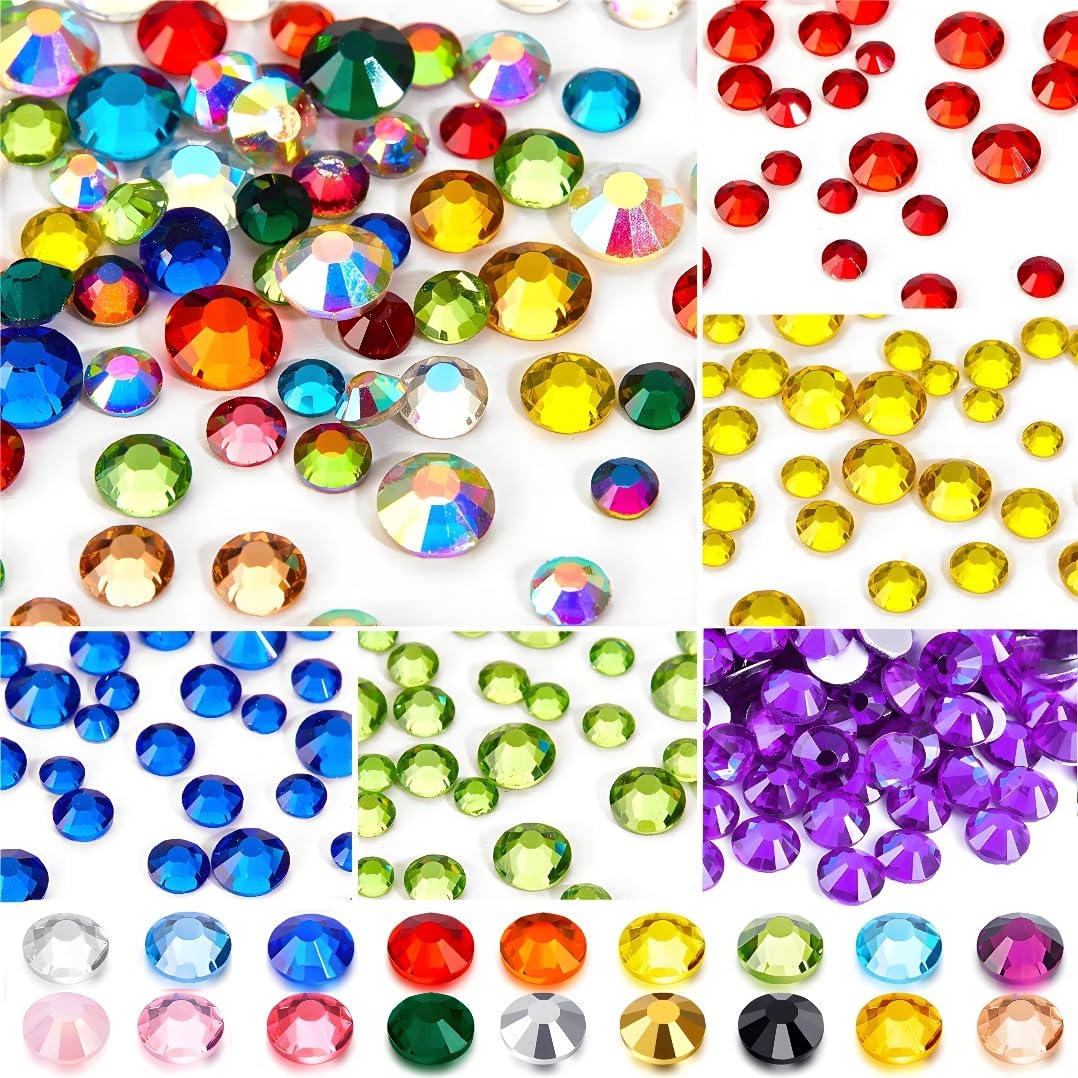 Flatback Rhinestones Round Gems for Nails Art and Crafts 2000Pcs SS16 4mm Glitter Crystals Stone DIY Bags Clothes Shoes (Pure White)