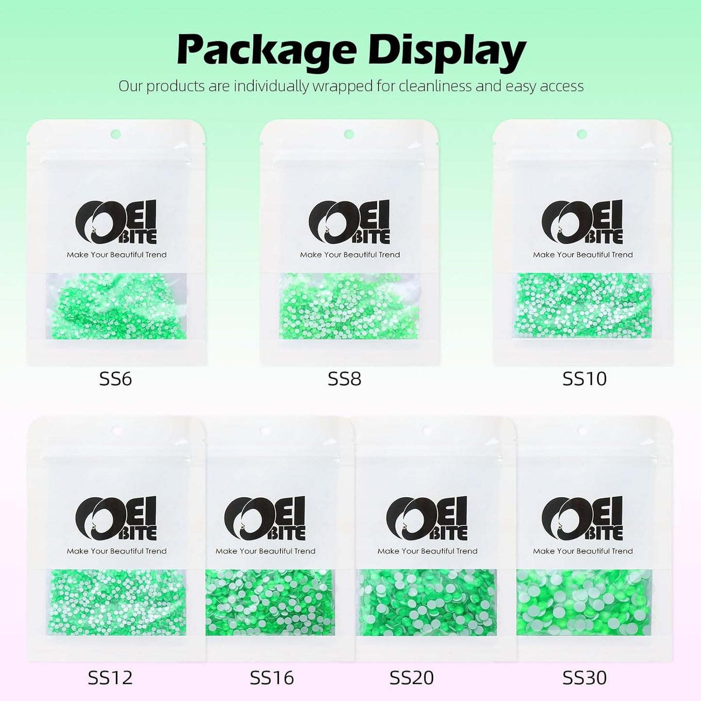 Neon Green Flatback Rhinestones, Glass Rhinestones for Nail Art and Craft, Glue Fix, Loose Crystal Gemstones(Neon Green, SS10, 1440pcs, 2.7-2.8mm)