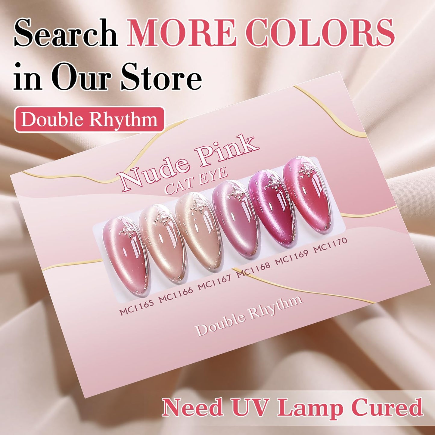 Double Rhythm 0.5 Oz Cat Eye Gel Polish with Magnet Same Color Same Bottle Holographic Glitter Shimmer Translucent Color Salon 15 ML Magnetic Nail Art (Rose Red-MC1170)