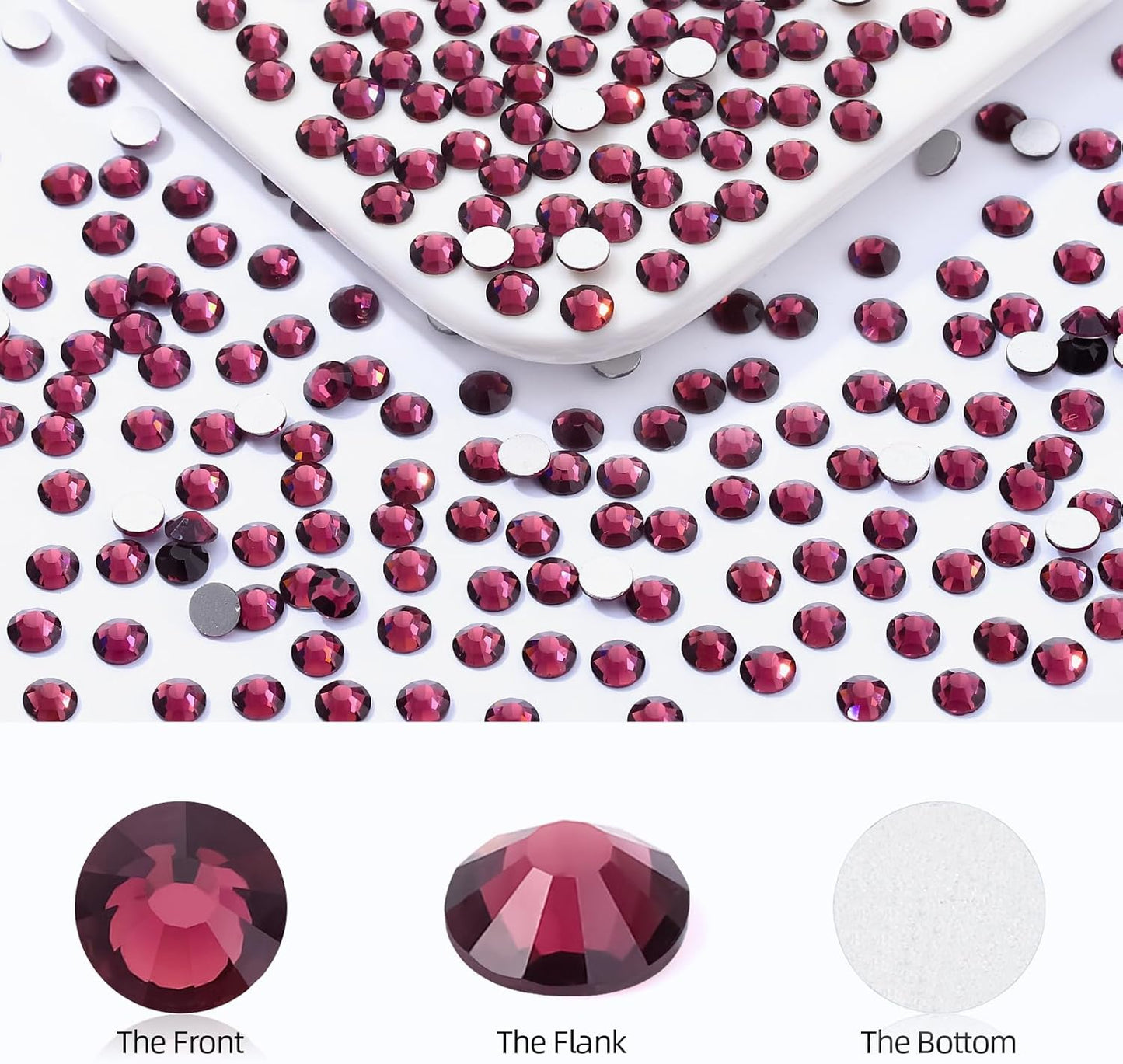 Purple Flatback Rhinestones, Glass Rhinestones for Nail Art and Craft, Glue Fix, Loose Crystal Gemstones(Purple, SS20, 1440pcs, 4.6-4.8mm)